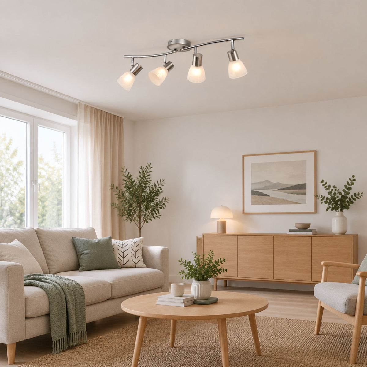 plafonnier spot design moderne 4 spots sejour