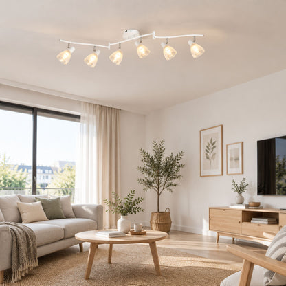 plafonnier spot design moderne 6 spots blanc interieur sejour