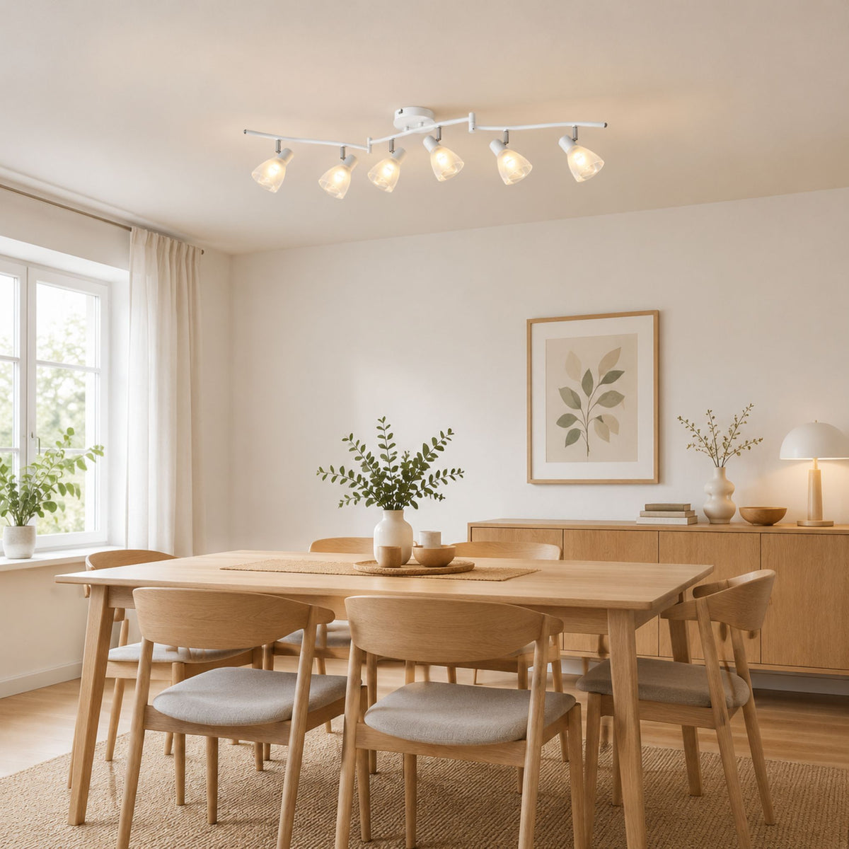 plafonnier spot design moderne 6 spots blanc salle manger