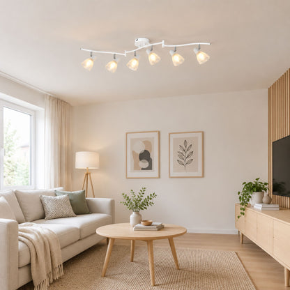 plafonnier spot design moderne 6 spots blanc sejour