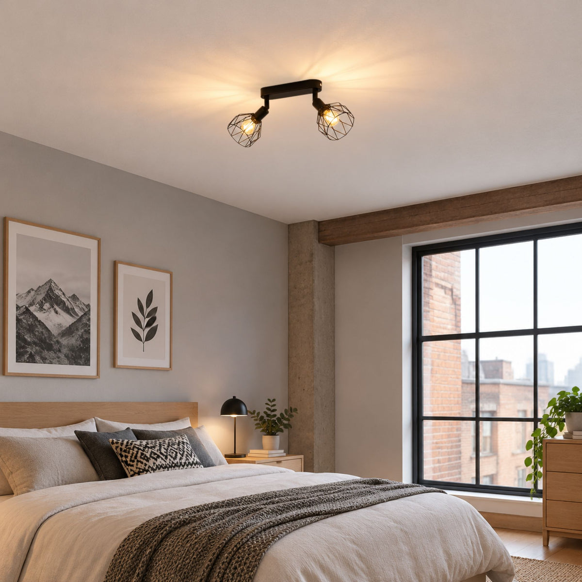 plafonnier spot industriel orientable 350 2 spots chambre