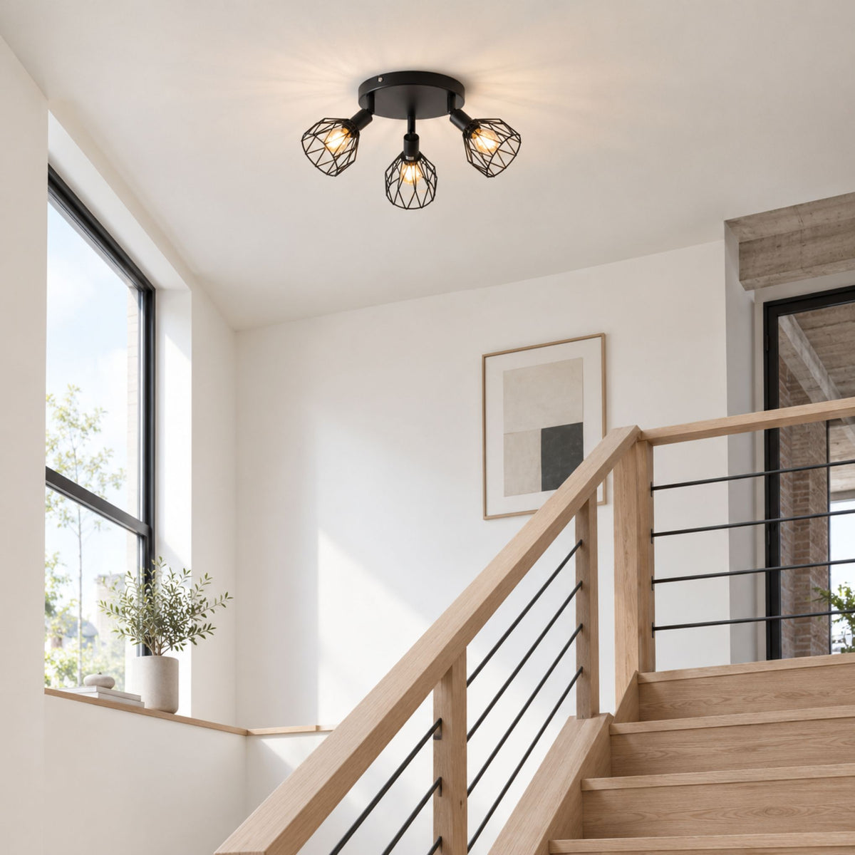 plafonnier spot industriel orientable 350 3 spots escalier