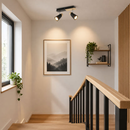 plafonnier spot nordique industriel chic 2 spots escalier