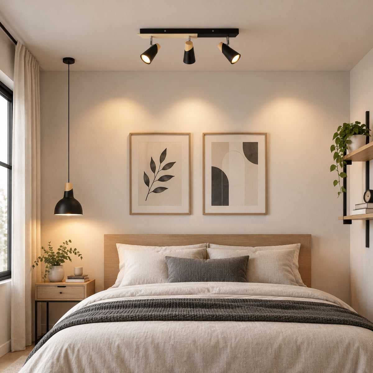 plafonnier spot nordique industriel chic 3 spots interieur chambre