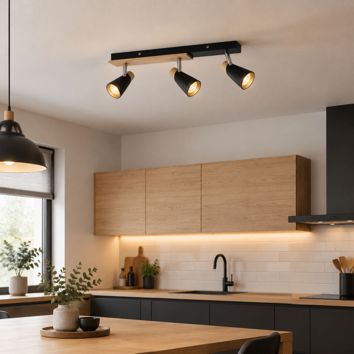 plafonnier spot nordique industriel chic 3 spots interieur cuisine
