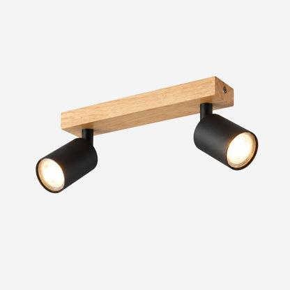plafonnier spot style nordique bois naturel 2 spots noir variante produit