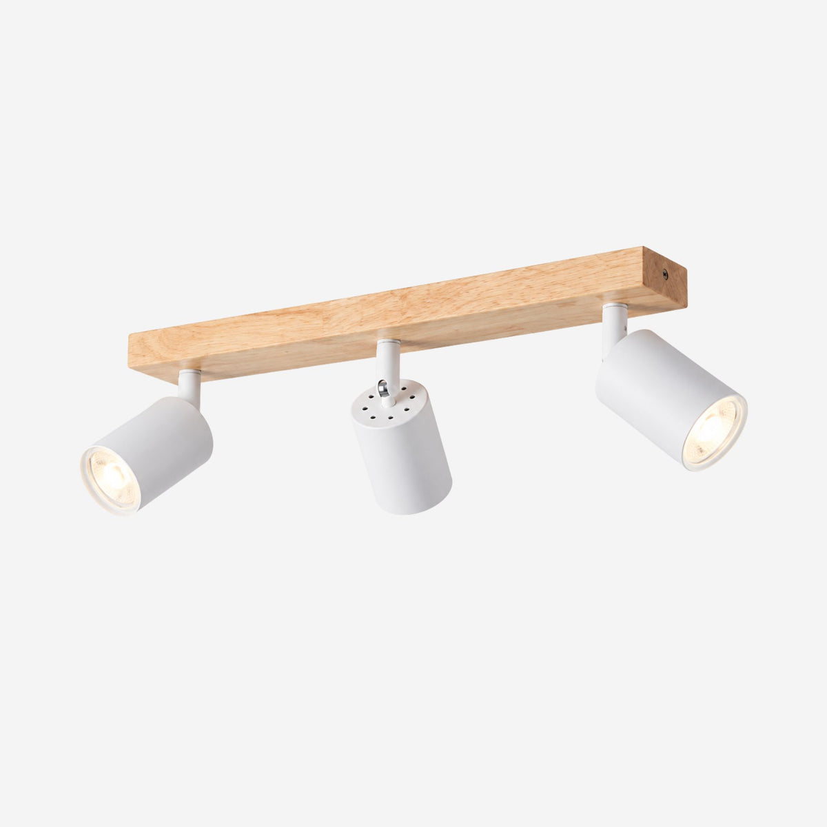 plafonnier spot style nordique bois naturel 3 spots blanc variante produit