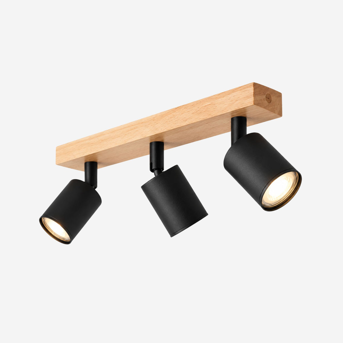 plafonnier spot style nordique bois naturel 3 spots noir fiche produit