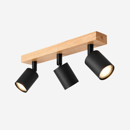 plafonnier spot style nordique bois naturel 3 spots noir fiche produit