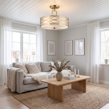 plafonnier tambour art deco laiton sejour