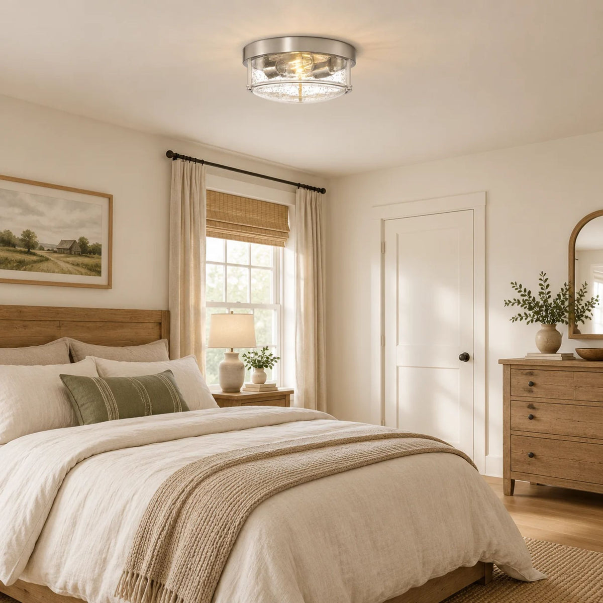 plafonnier verre maison de campagne argent chambre