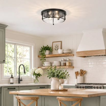 plafonnier verre maison de campagne noir cuisine