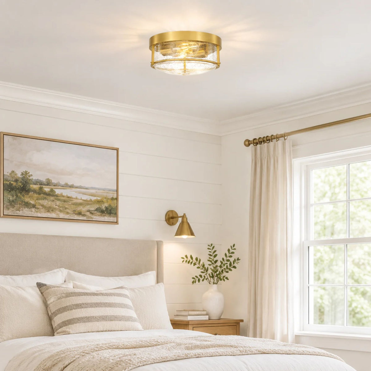 plafonnier verre maison de campagne or interieur chambre