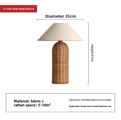 Retro-rattanbordlampe